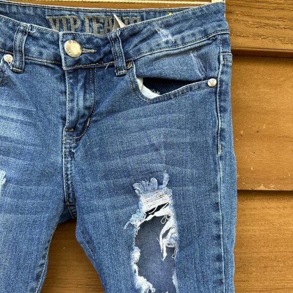VIP Jeans Skinny Distressed Blue Stretch - Picture 4 of 12